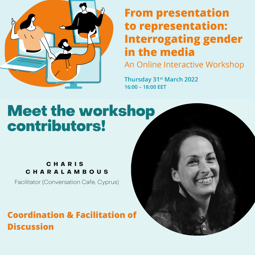 📣 Meet the contributors to our upcoming workshop! 

Ms Charis Charalambous, co-Initiator and lead facilitator of Conversation Cafe Cyprus, will be coordinating and facilitating the discussion and reflection, in the second part of the workshop. 
 
📝bit.ly/3hXPXd4