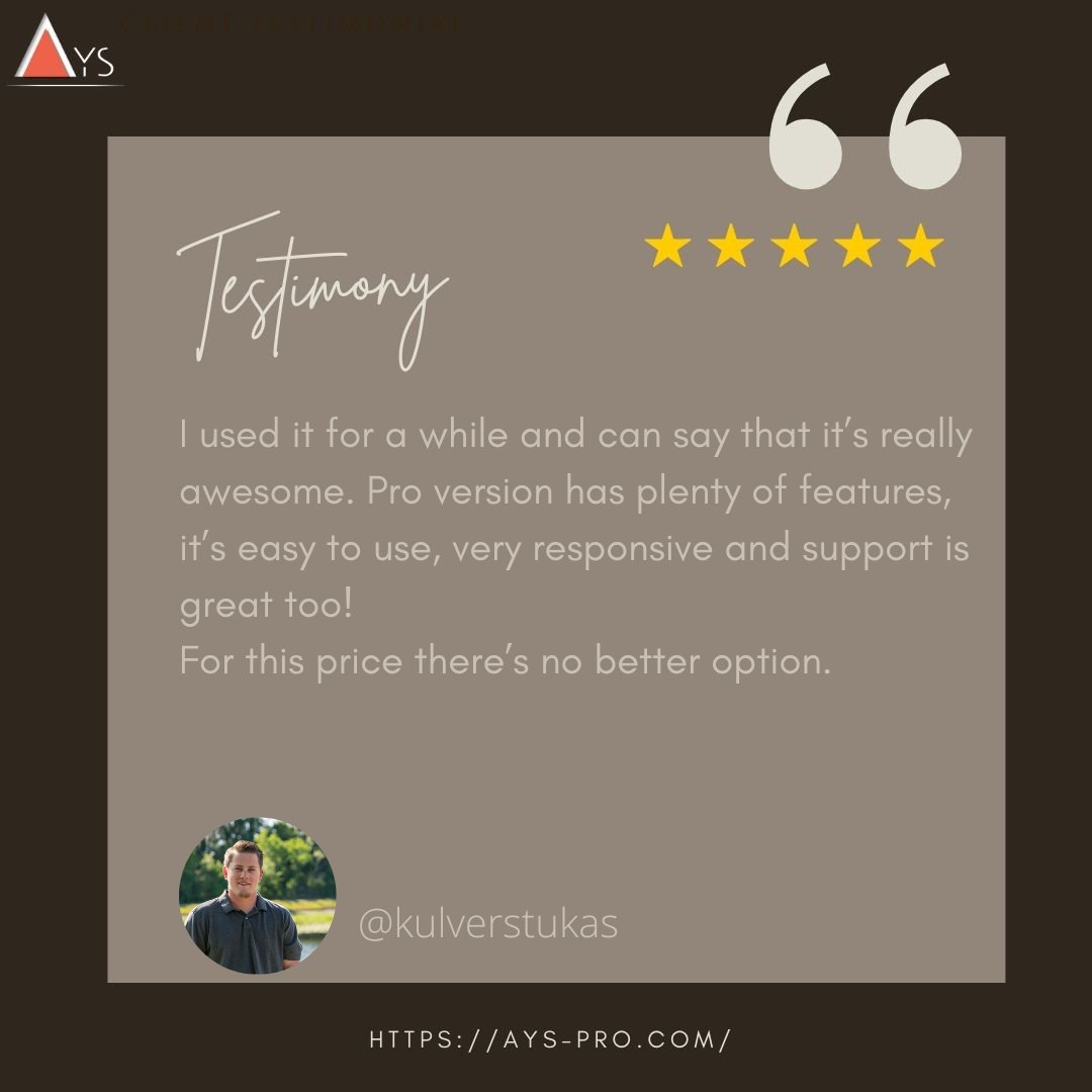 AysProPlugins's tweet photo. We get daily motivation from our loyal customers 😊 
Thank you so much for your kind words 💙

#ayspro #review #client #testimonial #customers #motivation #surveymaker #plugin  #wplugins https://t.co/Cn5rYVowMv