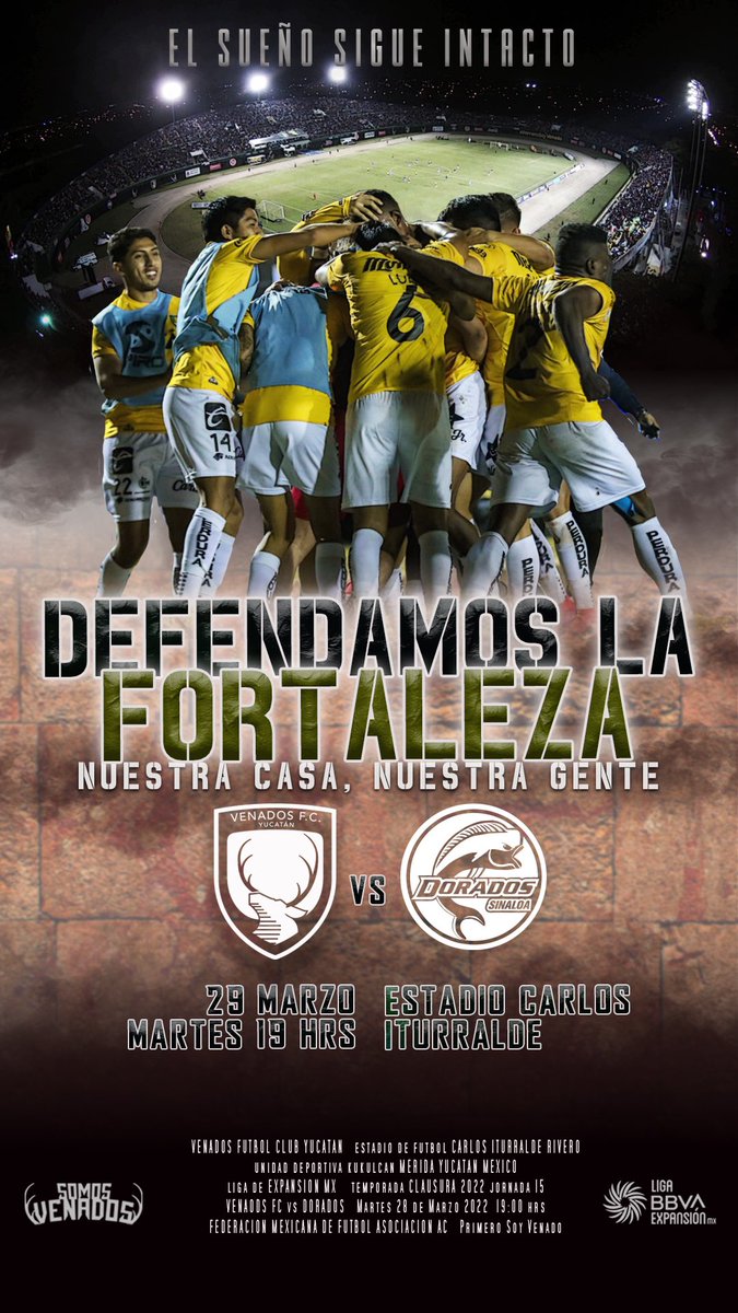 SomosVenados's tweet photo. @venadosfc vs @Dorados 
19:00 Hrs Estadio Carlos Iturralde J15 Clausura 2022 @LigaMXExpansion 
#PrimeroSoyVenado https://t.co/DtC4mdRDSs