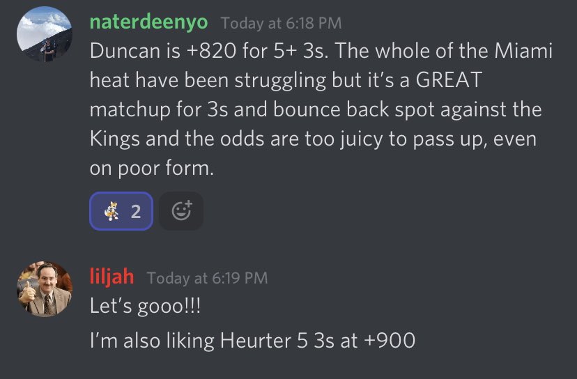 JAHandthePEOPLE's tweet photo. The hot hands @PhillysOnlyGing and @nkerstet called Dunc &amp; Red Velvet for 5 threes, which led to another monster night for the discord!!! https://t.co/Cf5TACb6xK