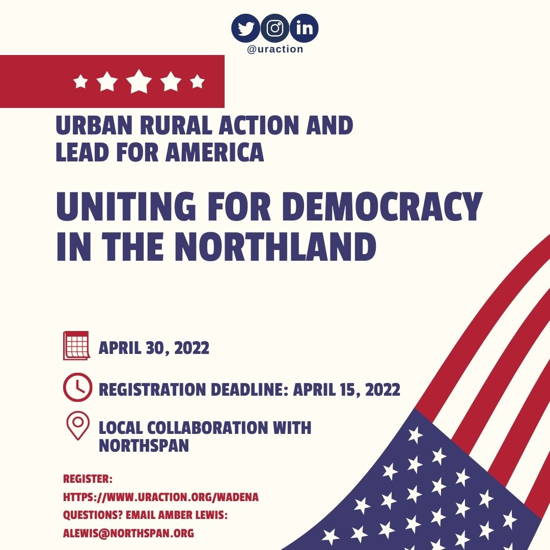 Move4America's tweet photo. Uniting for Democracy in the Northland will kick off 
@LSC_Duluth
 in #Duluth on April 30 with 
@northspan
 + 
@LeadForAmerica
. Live in NE #Minnesota and want to work across divides to strengthen our #democracy? Join @urbanruralact  https://t.co/90nrbVPq1l https://t.co/3XwCNZV7eX