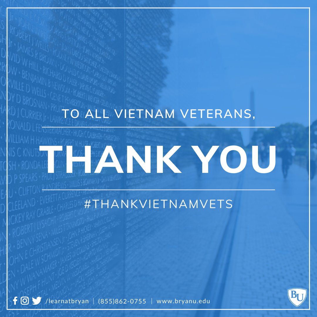 Today on National Vietnam War Veterans Day, we would like to thank and honor all Vietnam Veterans and their families for their service and sacrifice. 🇺🇸 #VietnamVeteransDay #ThankVietnamVets #SeeThemThankThem #BryanU