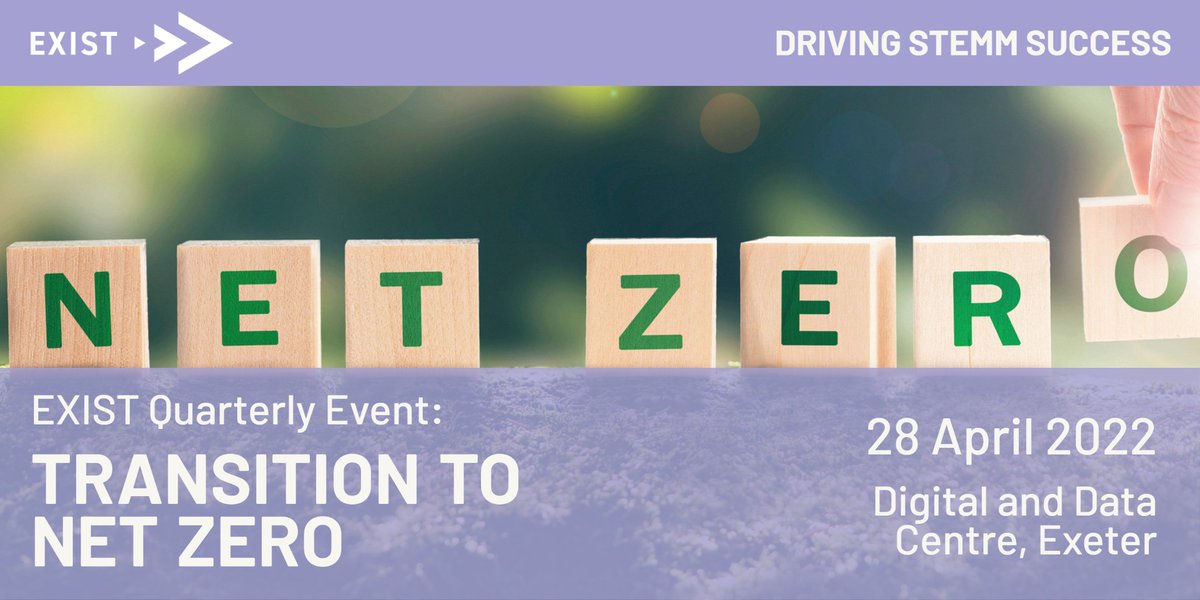 Join us on 28th April for our first in-person event of 2022! 🌍 We’ll explore the regional challenges and pioneering solutions making an impactful contribution in #Exeter’s ambition to become a Net Zero city by 2030. Book now: bit.ly/EXISTNETZERO #NetZeroExeter #EXISTLive