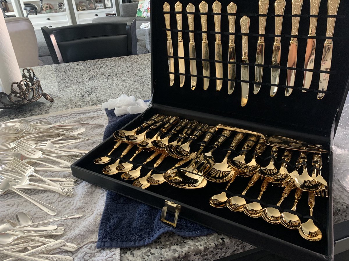 After my hard work of polishing the silver is (partially) over, I remain relieved that ‘these’ flatware don’t require polishing. 🥴