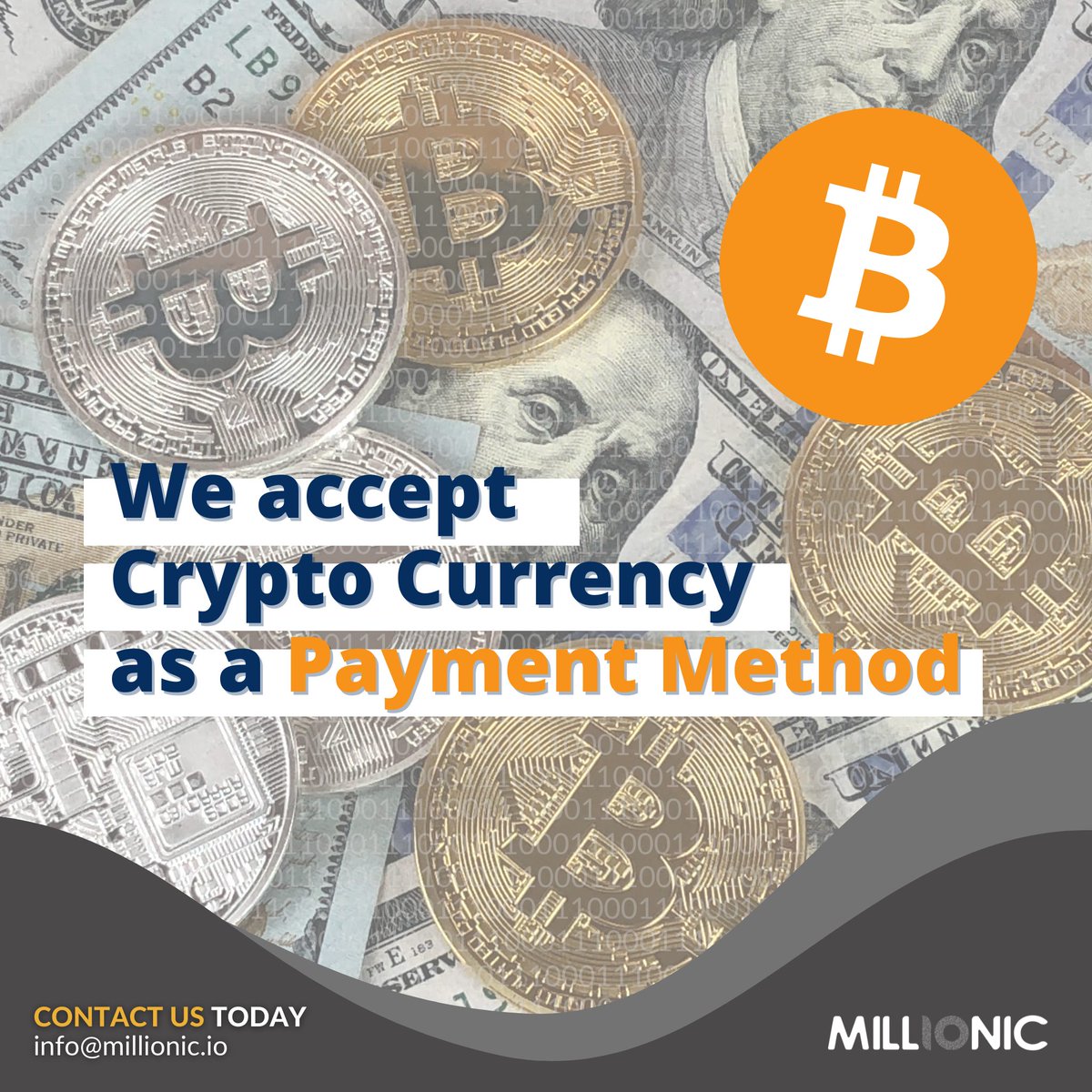 MillionicIO's tweet photo. Yes! You heard it right!!!😍 We accept Cryptocurrency as our Payment Method. As tech enthusiasts, we love to adapt and dive into new technologies.
Say Hello to us TODAY 👋
info@millionic.io
https://t.co/962fFavker 
#millionic #withmillionic #softwaredevelopment https://t.co/68SArBCFQz