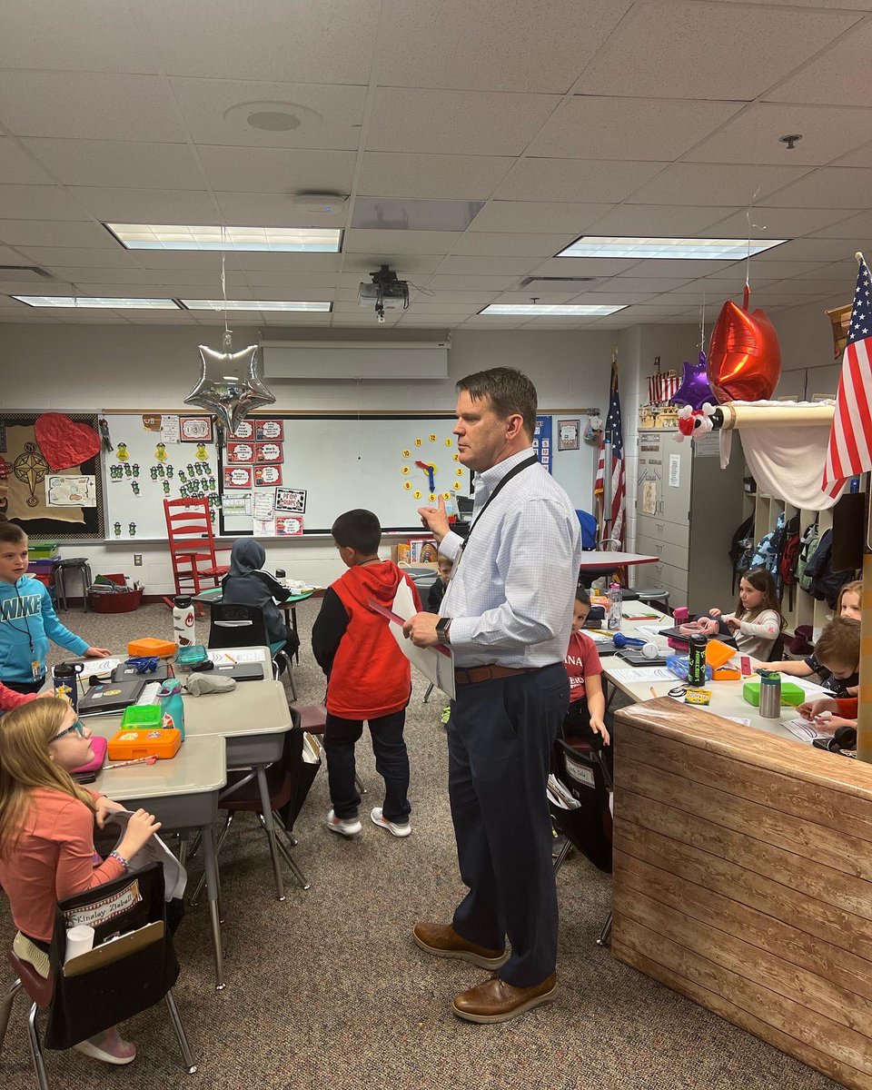 We are very lucky at MES today.  Dr. Parker came to sub for a teacher who was out.  The students are engaged in a day of learning with the Superintendent!  #WeRMV