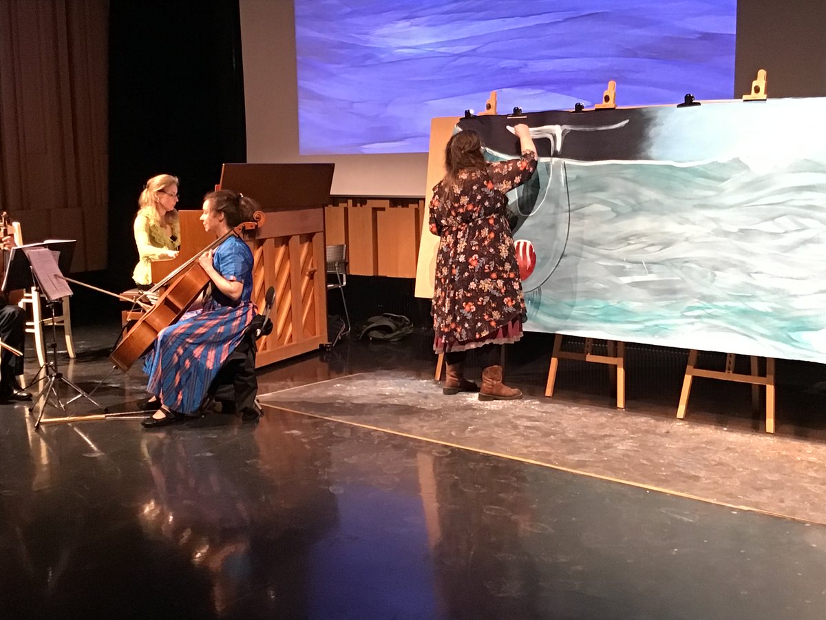 DLR_Libraries's tweet photo. The @dlrLexIcon studio was full of activity on Sat, as we hosted two showings of 'Whale Tales' by Irish composer Ian Wilson, performed by the @DeganiTrio with live illustration by @KimSharkeyart. A great family-friendly production! #dlrLibraries #LibrariesIre https://t.co/k1bqha9dJb
