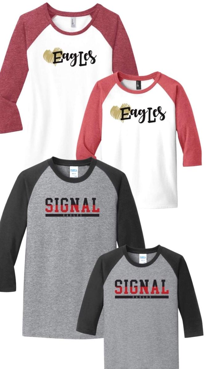 SMMHSEagles's tweet photo. #NewTees Just Arrived and Available TONIGHT! ❤🦅 Grab one of these new Baseball raglan tees or the new red 'Simply Signal' tee that debuted a couple weeks ago. The SMMHS Eagles Spirit Trailer now parked at the Baseball & Softball fields. OPEN 5-7 Tonight. #SMMHSsoars https://t.co/aGF8MyQTNY