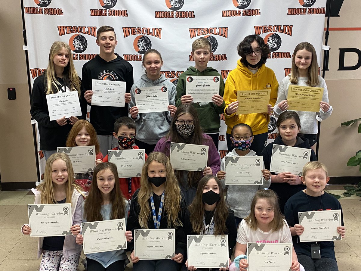 <a href="/WesclinMS/">Roger A Freeze</a> Students of the 3rd Quarter! A great group of “Winning Warriors”
#wesclinwarriors #dreambelieveachieve