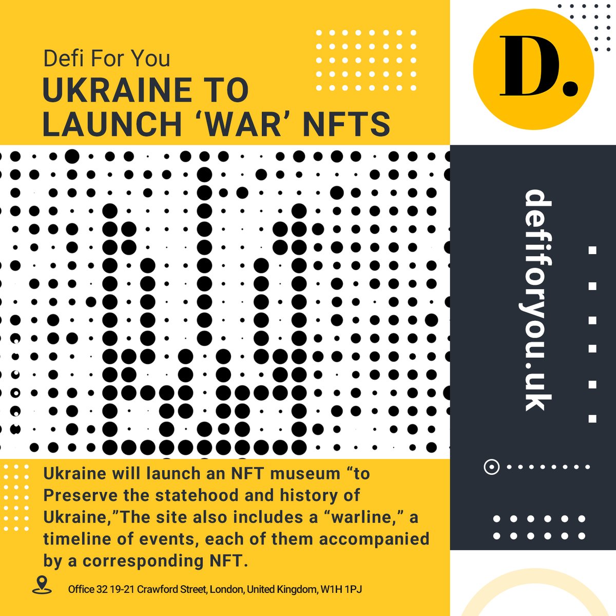 DeFiForYou's tweet photo. Ukraine will launch an NFT museum “to preserve the statehood and history of Ukraine,” The site also includes a “warline,” a timeline of events, each of them accompanied by a corresponding NFT.
Defiforyou recently partnered with Sich Bank in Ukraine. https://t.co/M5UJ5xHDgY https://t.co/M4sWANseY4