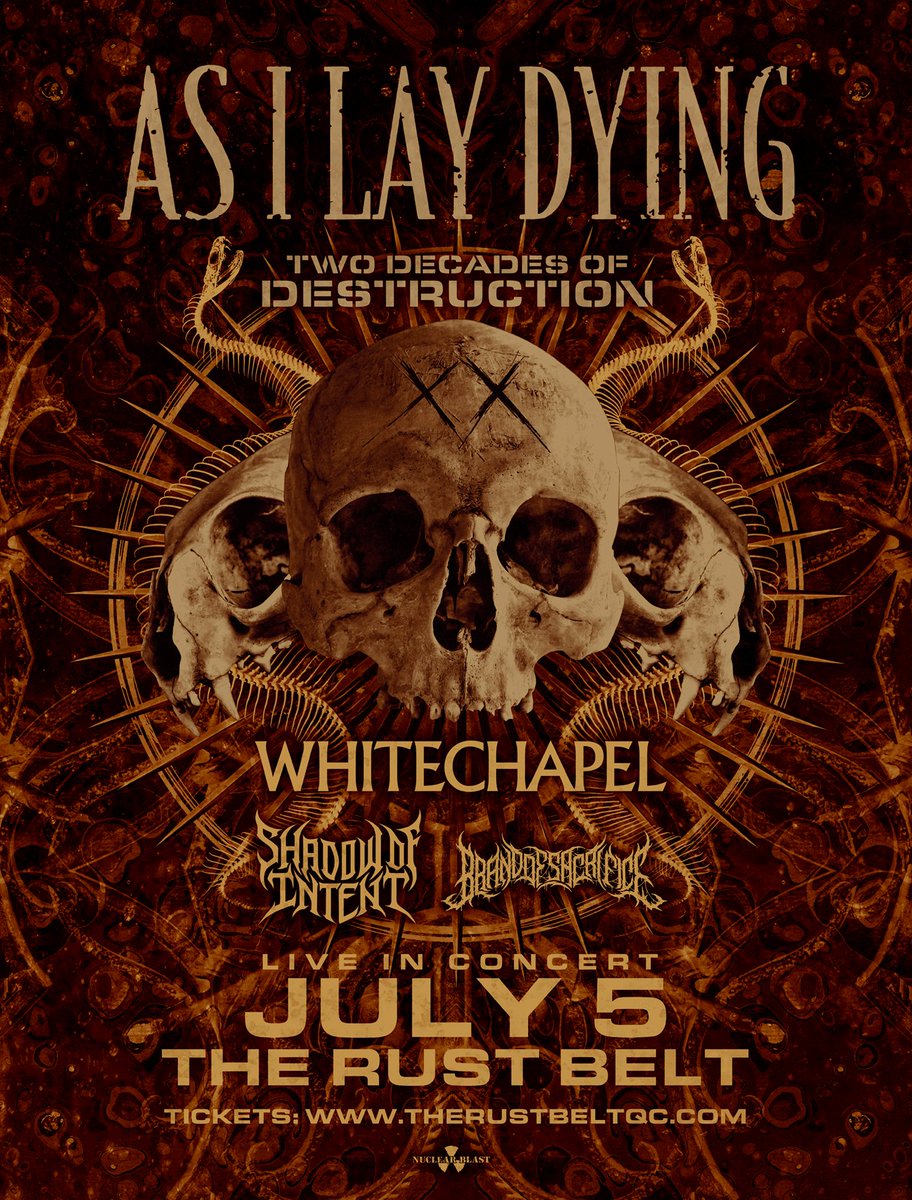🚨 New Show Announcement 🚨
<a href="/ASILAYDYINGBAND/">As I Lay Dying</a>  
<a href="/WhitechapelBand/">Whitechapel</a>   <a href="/SOIband/">sound of inspiration</a>   <a href="/BrandOSacrifice/">BRAND OF SACRIFICE</a>  

📆 --> Tuesday, July 5
🎟️ --> bit.ly/TRBAILD

Use promo code "IROCK" on Thursday to get your tickets before they go on sale Friday.