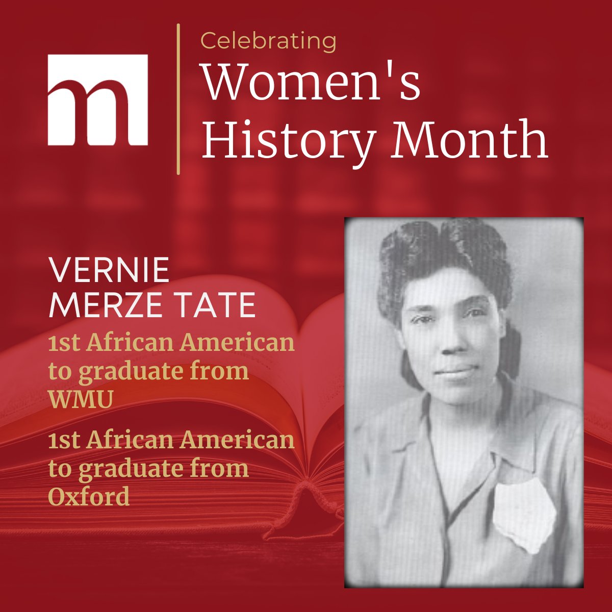 MagdichL's tweet photo. We now turn our attention to Vernie Merze Tate. A historian, political author, Fulbright Scholar, world traveler, and philanthropist. She was the first African American to graduate from Oxford University and the first African American to graduate from WMU. https://t.co/26xPAf5MOS
