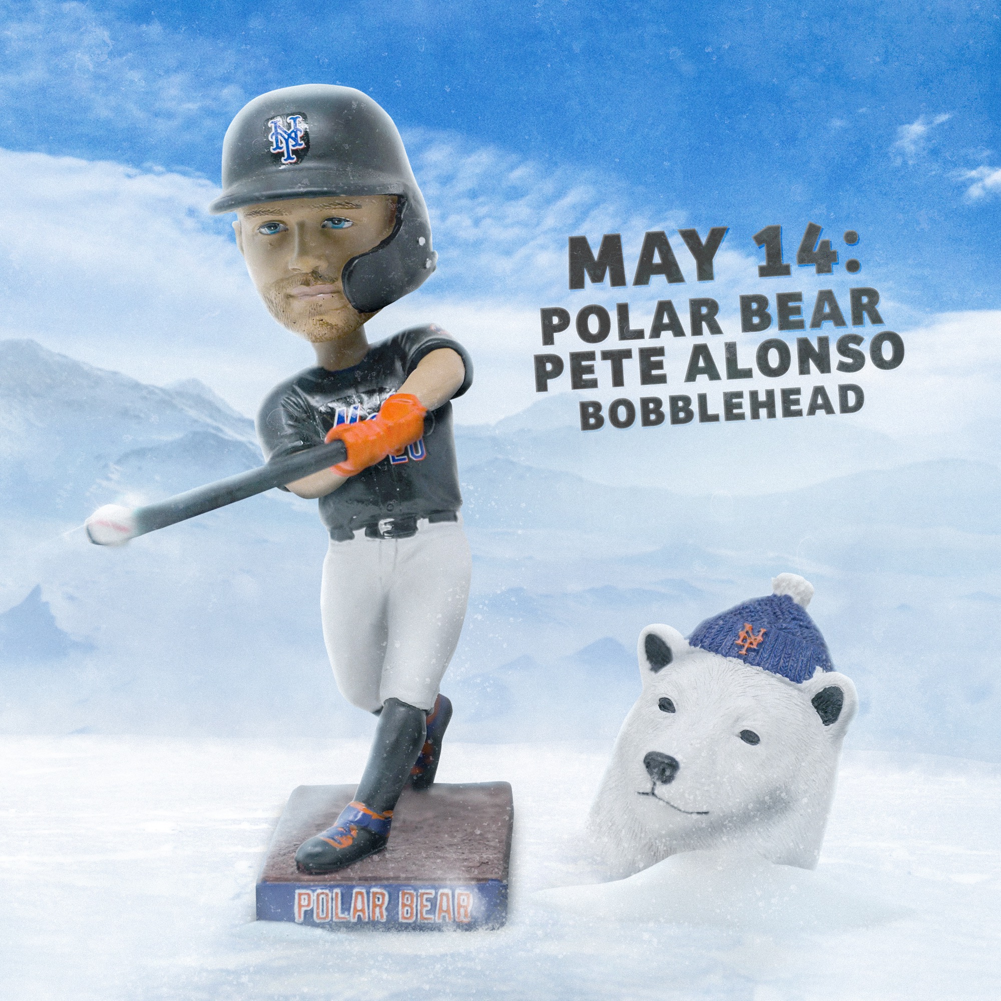 New York Mets on X: 🐻‍❄️ Polar Bear Pete 🐻‍❄️ Saturday, May 14 the first  25,000 fans in attendance will receive this Polar Bear Pete Alonso  Bobblehead. Full promo schedule 👉