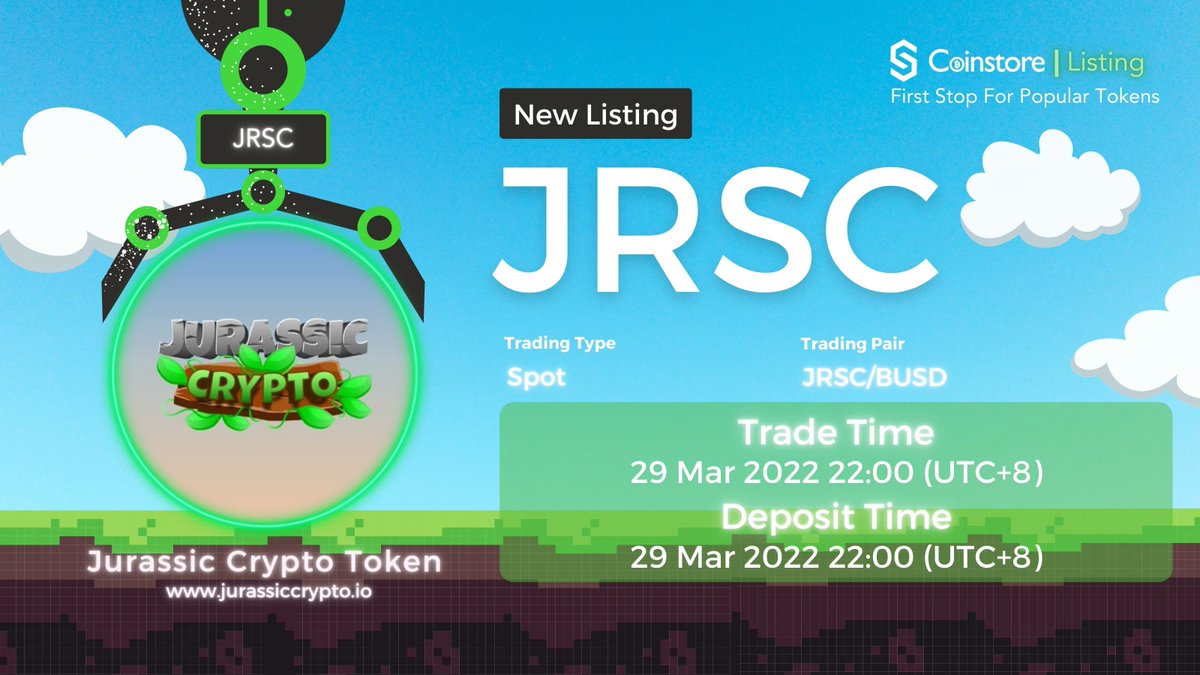 CoinstoreExc's tweet photo. 🔥 TRADE NOW🔥
#Coinstore has officially listed @Jurassic_Crypto !
📅 Trade time: 29th March 2022, 22:00 (UTC+8)
🌏 https://t.co/ZdNqbl5ii6
📍 https://t.co/D6vzCjuSnP
💬 https://t.co/xfgFvM4OHX
#crypto #token #blockchain #JRSC #BUSD https://t.co/WpW9yZDerf