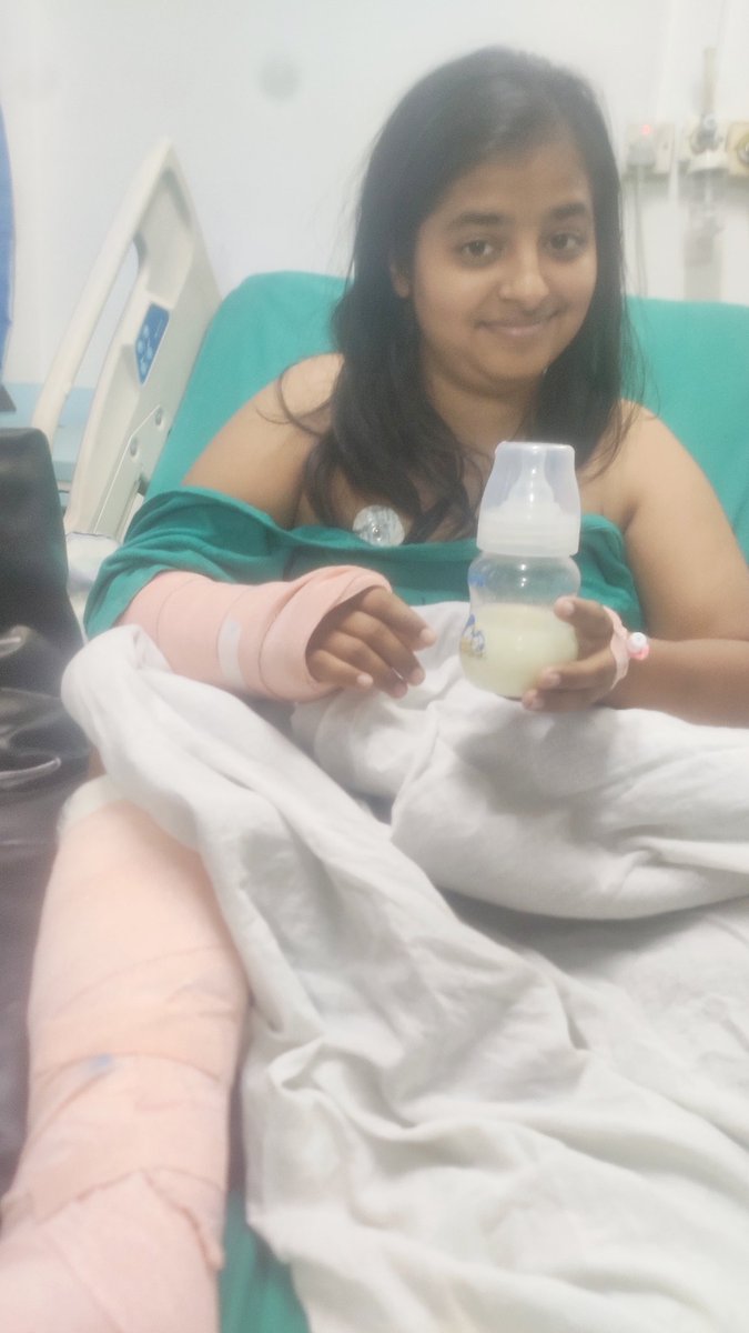 AnupOjha7's tweet photo. From tody @imsamixa has managed to pump milk for Shlok from her hospital bed, even though she has been going through a bad pain. He is five month old now. Thrice I reached to my room but his eyes would  search for his mom! I didn't have words to communicate!
#NoWordsToExpress https://t.co/JvVhldJ9bj