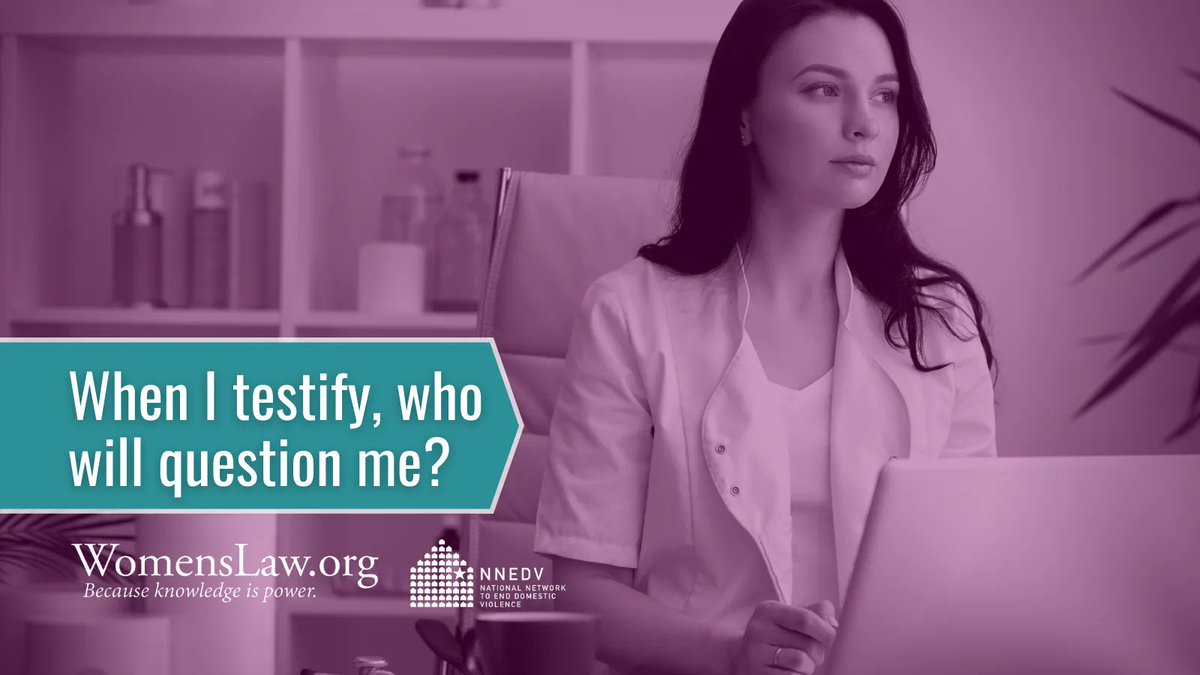WomensLaw's tweet photo. If you're a domestic violence survivor in court, it can be really helpful to prepare for every step of your case, including who will question you when you testify and what to expect. Get more information: https://t.co/7zPoCC36mQ https://t.co/urA9mwccWc