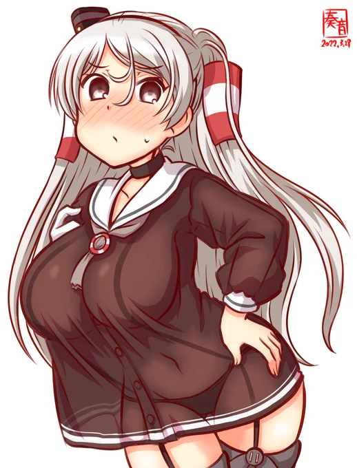 「…この服、見えすぎじゃない? 大丈夫?
 えっ、普段から着てるの!?ホントに!?」

#艦これ版深夜の真剣お絵描き60分一本勝負
#艦これ版真剣お絵描き60分一本勝負_20220329
#カブール 