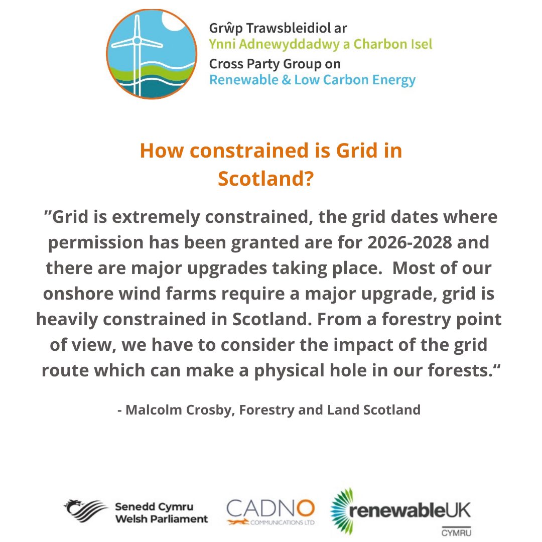 One question was in regards to grid constraints in Scotland, which hampers rapid growth in renewables that we need for energy security and to meet net zero
•
Malcolm Crosby of @ForestryLS discussed the grid constraints in Scotland from a forestry perspective. 

#Gridcapacity