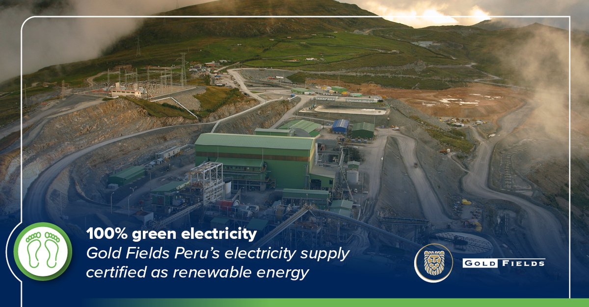 GoldFields_LTD's tweet photo. We're proud to share that the electricity used by our #CerroCorona mine (#Peru) is 100% #renewable. Our electricity source – Kallpa's Cerro del Aguila hydroelectric power plant - received an International Renewable Energy Certificate (I-REC) last week. https://t.co/GbYkSjF1rb
