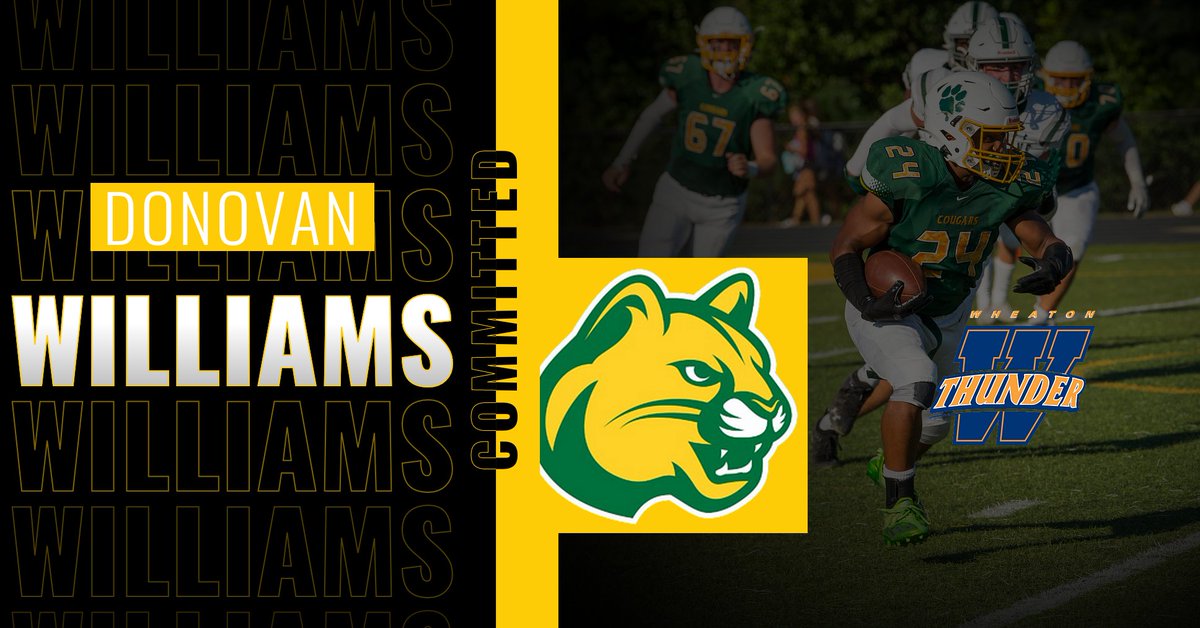 CougarsRVA's tweet photo. Congrats to Donovan Williams '22 for committing to play for @WheatonFB and @WCThunderBSBL https://t.co/RDMtCdKP5s