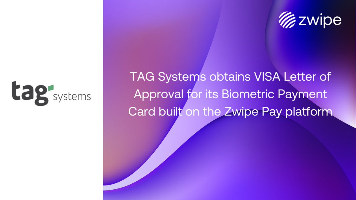 zwipe's tweet photo. We are pleased to see the second certification granted to our customers for biometric cards based on Zwipe Pay. We congratulate the team at Tag Systems and Austria Card Group and are ready to support your deployments.
https://t.co/loainPNIXt https://t.co/m53TXRPcOm