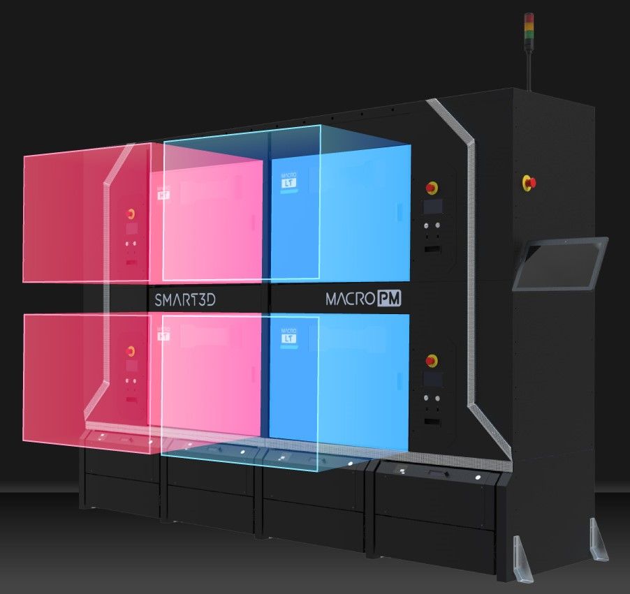 Smart3D_tech's tweet photo. Production Ready? With 4 individually controllable print chambers, companies can use their  Smart3D Macro PM  for the mass production of repeated sets of parts, or for individual projects, all with decreased downtime. Find out how at https://t.co/ecXyUdTvWb https://t.co/mHoqDrg9jb