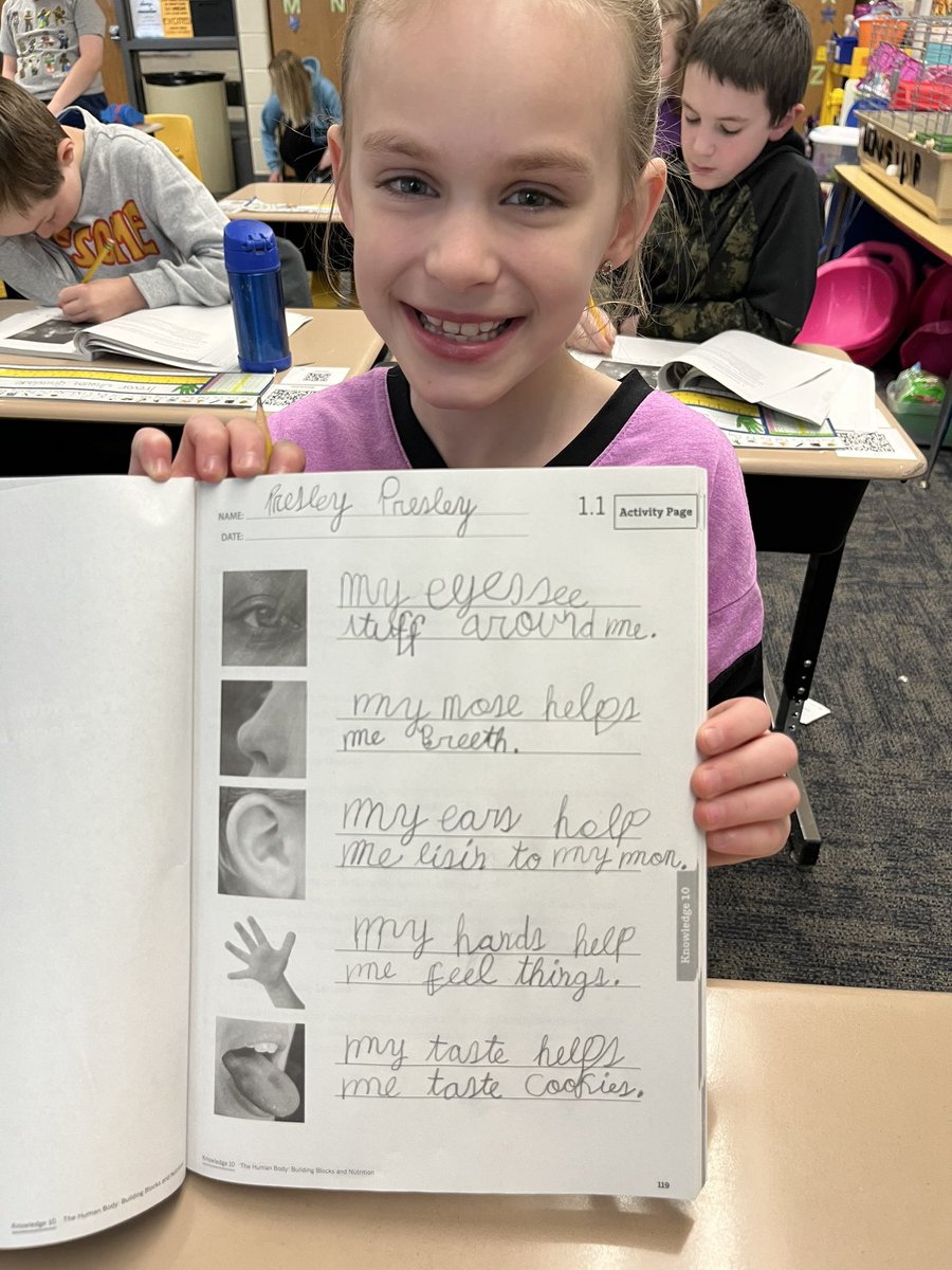 2ndwithMrsZ's tweet photo. I know I brag on these awesome kids a lot but SERIOUSLY check out this cursive handwriting!  Presley surprised me this morning by writing her knowledge response completely on her own, our knock knock jokes were unreal, and look at those signatures!! ❤️ @ConverseElem https://t.co/rpMs5EkFia