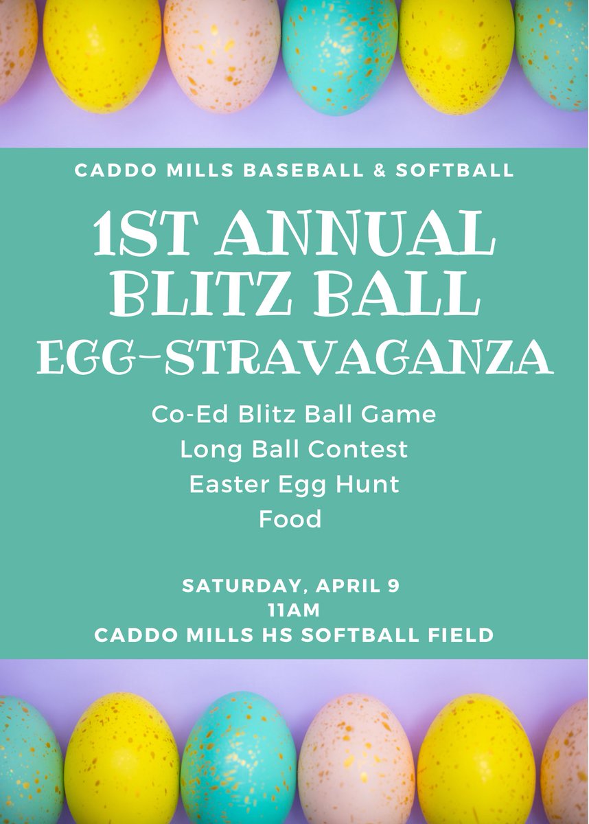 softball_cmhs's tweet photo. Mark your calendars for the first ever co-ed blitz ball EGG-STRAVAGANZA w/ @cmfoxbaseball 

More details to come 🥎⚾️ 

@CaddoClub @CaddoMillsHS @CaddoMillsISD @CMLadyFoxes @FoxUnleash @CMMSFoxes https://t.co/qg7paSKil1