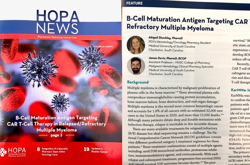 Hey <a href="/ShockleyPharmD/">Abigail Shockley</a> that's us! find our article on BCMA targeting CAR T-cell therapy in the latest <a href="/HOPArx/">HOPARX</a> news! if you're going to #HOPAAC22 tell Abbie hello and great work! <a href="/MUSCPharmRes/">MUSC Pharmacy Residency</a> #mmsm #oncopharm
