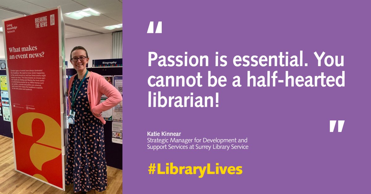 britishlibrary's tweet photo. ‘Many people still have a traditional view of libraries and librarians...I love to take them for a day in my life at work so they can see how exciting it can be.’

Join Katie Kinnear from Surrey Library Service for this month’s #LibraryLives:
👉https://t.co/4sitKYhHkP https://t.co/6pJFTVtb7j