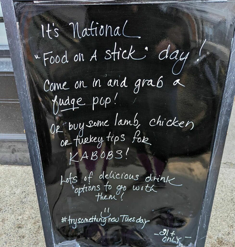 NotJustAnoGirl's tweet photo. It's a perfect day for #trysomethingnewtuesday since it's National "Food on a Stick" day,! 😋 We've got #fudge pops...lamb, chicken, turkey tips to make kabobs🍢... you could even throw #dumplings on a chopstick, and call it creative ☺️ We've got you covered from the table to … https://t.co/3h3uCa36n3
