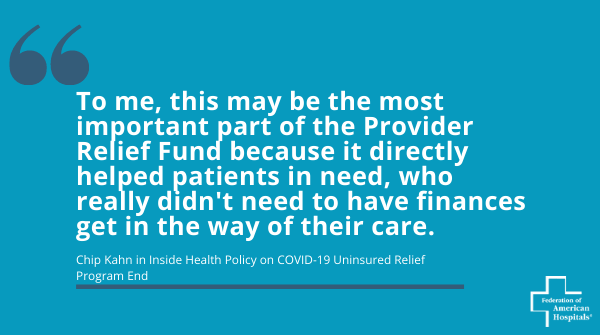 chipkahn's tweet photo. Gridlock in #Congress could have negative effect as we continue to emerge from #COVID19 crisis. Spoke to @DMillsGregg of @InHealthPolicy about the importance of relief program that covers uninsured patients – removes barriers to vital care. https://t.co/7XubAsrsbv https://t.co/MeTqQ2ZQ4A