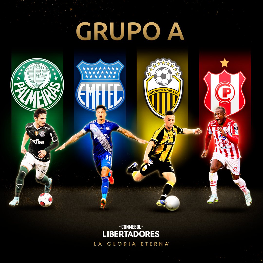 Libertadores's tweet photo. 🤩🏆 ¡El Grupo A de la CONMEBOL #Libertadores 2⃣0⃣2⃣2⃣!

⭐️ @Palmeiras
⭐️ @CSEmelec
⭐️ @DvoTachira
⭐️ @IndePetrolero

#GloriaEterna https://t.co/gFkNcAjYwu