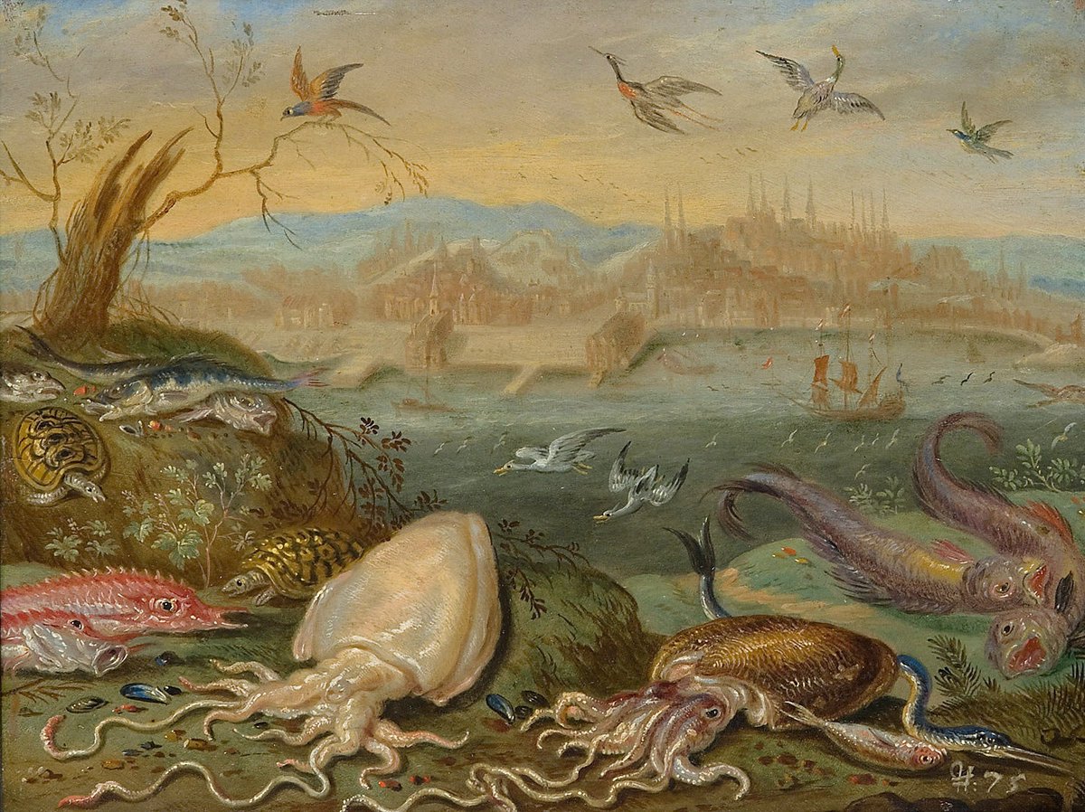 PublicDomainRev's tweet photo. In these bewildering landscapes (ca. 1689) by Ferdinand van Kessel, 64 cities across 4 continents are depicted as mere backdrops to the antics of animals — the built environment of the human world almost superfluous. More here: https://t.co/svAwaCsMK9 https://t.co/NCQ8MzPOYt