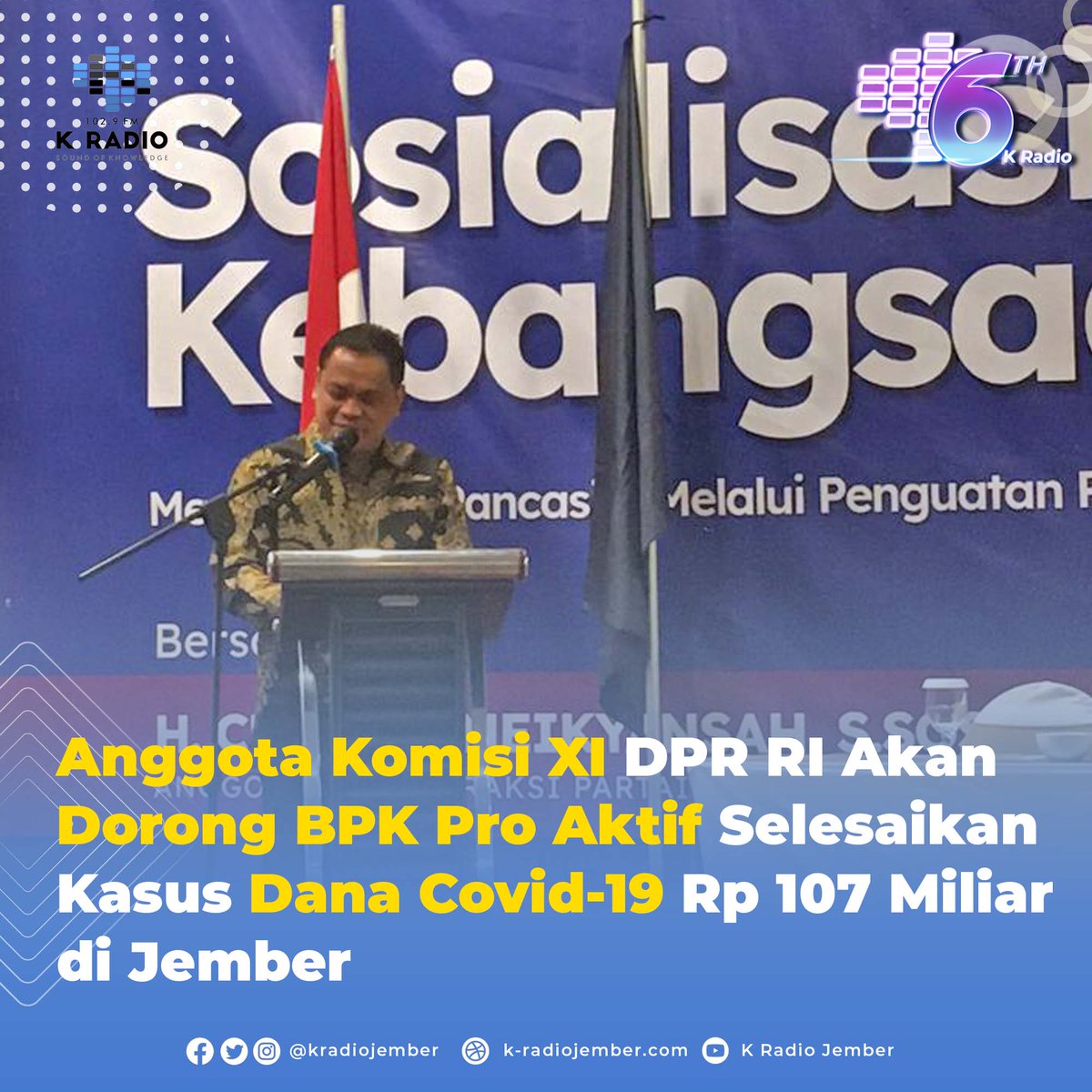 kradiojember's tweet photo. Kasus dana penanganan Covid-19 di Jember tahun 2020 yang bermasalah, menjadi sorotan berbagai pihak. Salah satunya dari Anggota Komisi XI DPR RI, Charles Meikyansah. Baca berita selengkapnya di: https://t.co/v4nwAj2e36 https://t.co/uqvp8neD4p