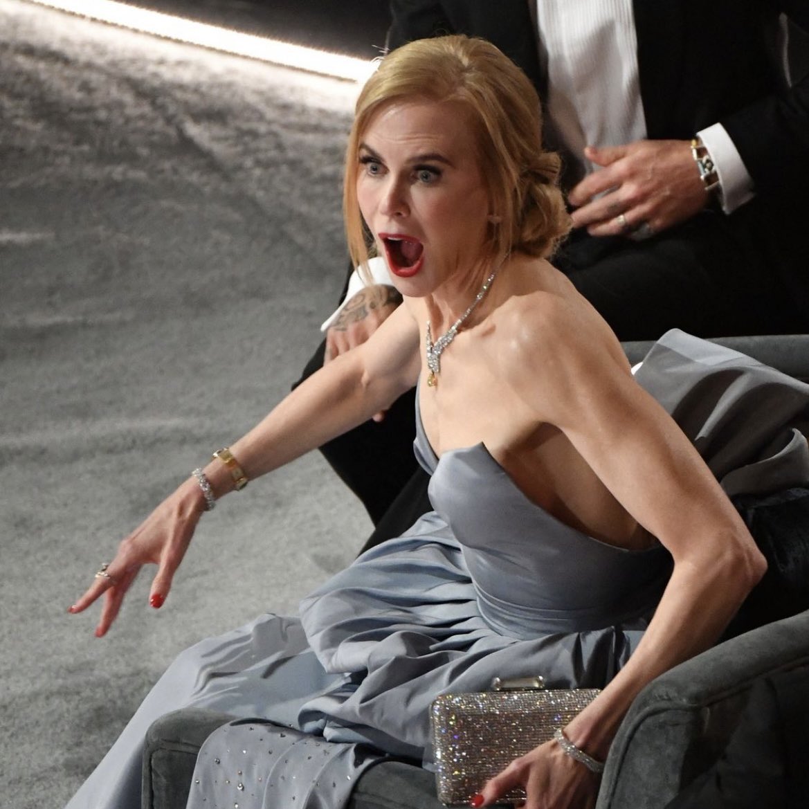 GranitoProject's tweet photo. La reacción de #NicoleKidman es nuestra reacción cuando viene bajando la #menstruación 🩸  #Oscars https://t.co/dJgCFLkIyr
