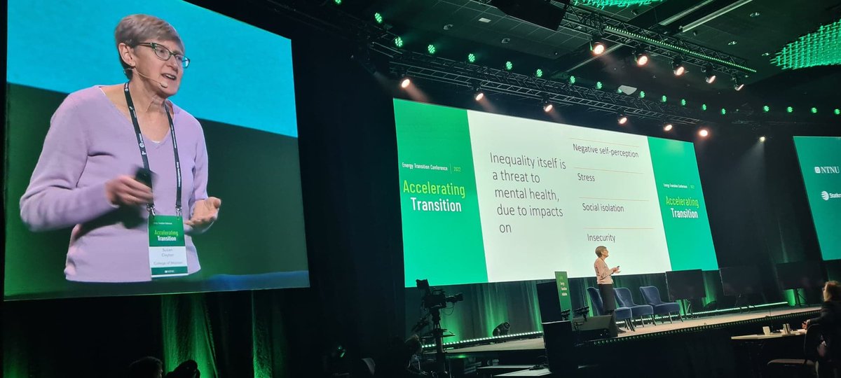 "Higher temperatures have wide-ranging effects on people. Over 30 million people were displaced by extreme weather in 2020. And this is affecting the poor more than the rich," says Susan Clayton <a href="/WoosterEdu/">College of Wooster</a>

#energytransition #ETC2022 #AcceleratingTransition