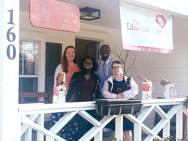 Thank you, Chris Wells, CEO at @GAVocRehab, for stopping by The Cottage last week. Our team was happy to meet you. We hope you stop by again soon. The Cottage employees 3 Lionheart WORKS participants who help with art production and customer service! #gvra #nonprofit #vocation