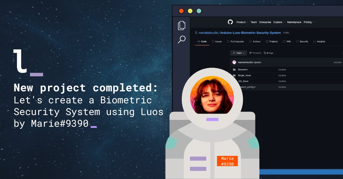 Luos_io's tweet photo. Marie#9390 has developed a biometric security system using Luos
⏩ https://t.co/mXojAgNoD1
In a quick video, find out how to reproduce this system using an @Arduino or a @ST_World Nucleo

Watch her video, see other examples in our Discord, or submit your #project to our community https://t.co/RHXyaz0HNL