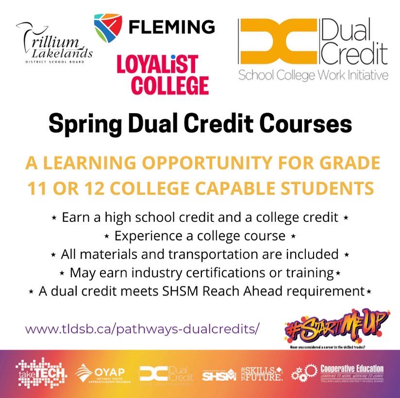 TLDSB_Pathways's tweet photo. Spring #dualcredit courses are accepting applications from gr 11 or 12, college capable Ss. Online and in person options! 🧰⚡️💻
For more info https://t.co/xaZsfgZlxd
#StartMeUp @TLDSB 
@HuntsvilleHS @GravenhurstHS @FenelonFallsSS @IEWeldonSS @LCVIinfo @infobml @TLDSBAAECs https://t.co/Dosk0kbMf1