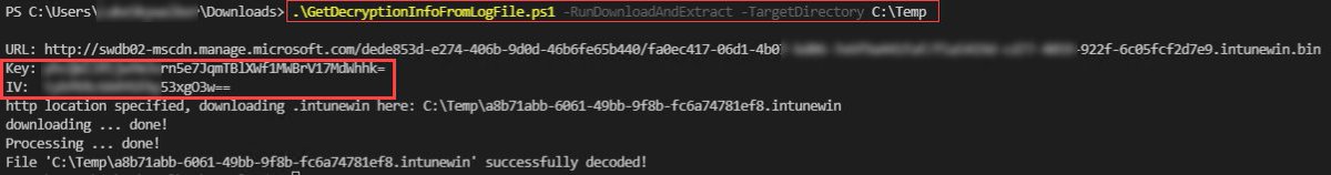 okieselb's tweet photo. Getting #intunewin download and decrypt info from #IntuneManagementExtension (IME) logfiles was broken ๐
https://t.co/TO4hEdFCrw
...but after some research I found a way to get it working again ๐ฌ๐.
Blog post coming soon! ๐ช
#MSIntune #IntuneWinAppUtilDecoder #Windows https://t.co/PXrjuKeUFE