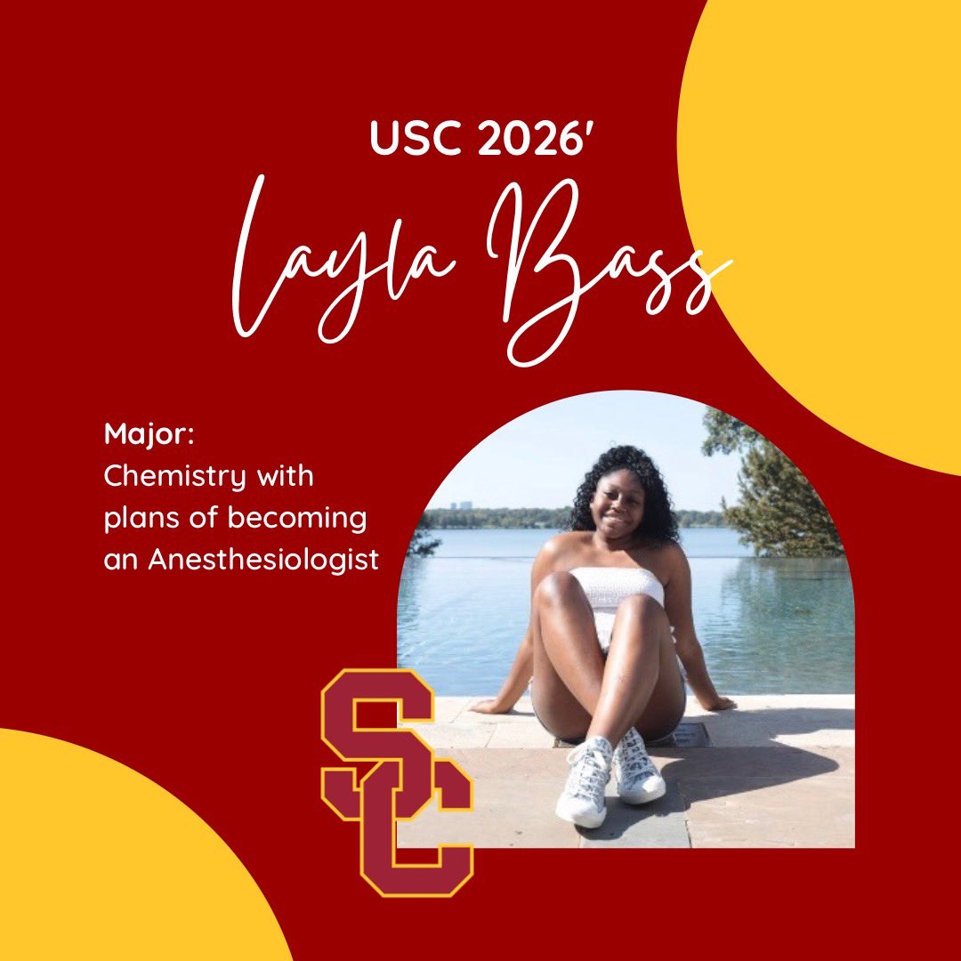 Congratulations Layla! She will be attending The University of Southern California in Fall 2022, majoring in Chemistry. We are so proud of you! Fight On! ❤️💛