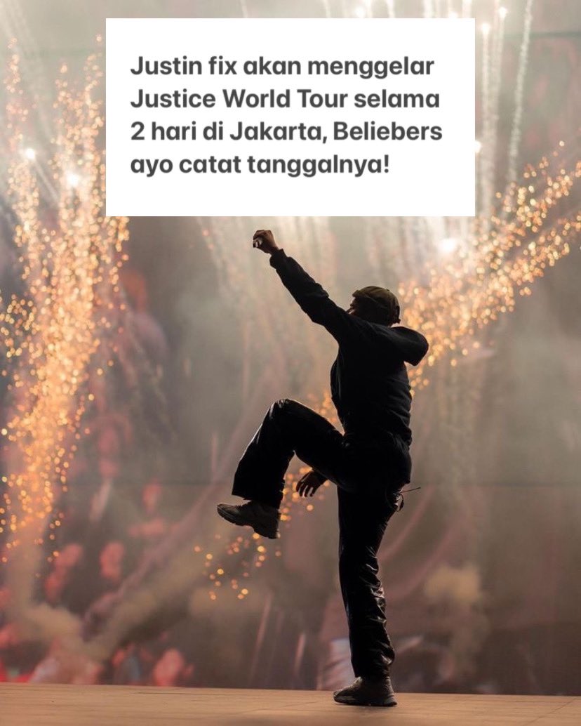 justinbieberID's tweet photo. CONFIRMED: a new date has been added for Justin Bieber’s Justice World Tour in Jakarta‼️⁣🇮🇩
⁣
The power of Beliebers! It is because all of your enthusiasm💪🏻⁣
⁣
📍Show info⁣
Date: 2nd November 2022 and 3rd November 2022
Place: Gelora Bung Karno Madya

🎫 Ticket sale soon https://t.co/KY0mLLi3L3