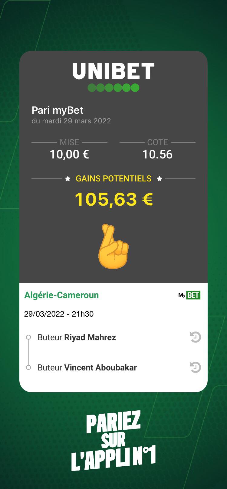 Unibet France 🔞 on Twitter "🇩🇿🇨🇲 Le MyBET du CM pour ALGCAM 🤞 Unibet partage les gains à 10 d