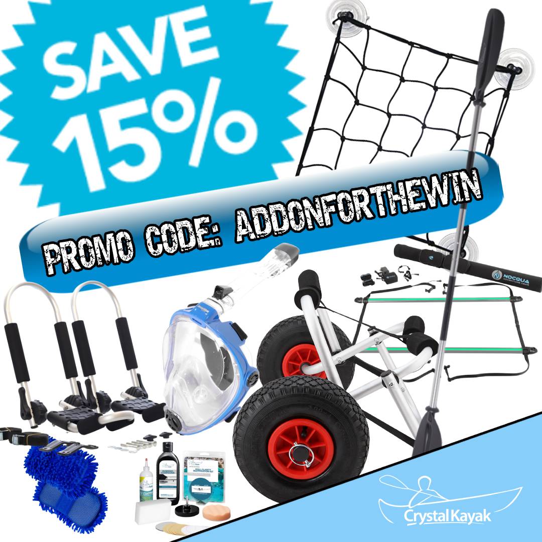 CrystalKayak's tweet photo. Time to SAVE 15% Off Accessory Line Items with the purchase of a Crystal Kayak. At check out, enter promo code: ADDONFORTHEWIN. 

Did you know, there are no extra shipping costs when you purchase your kayak and accessories in the same order?  https://t.co/TYw9p31eWh https://t.co/ZA81Gy1HaI