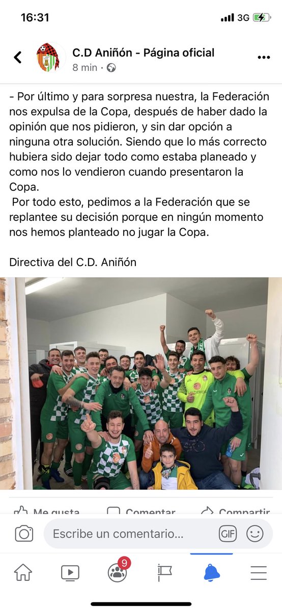 DeporteAragones's tweet photo. Lio en la Copa Aragonesa de 2 Regional. La @futbolaragon cambia el formato de Copa en menos de una semana tres veces y comunica que un equipo el C.D. Aniñón renuncia a jugarla cuando sólo pidió que se volviera al formato con el que se vendió la competición. https://t.co/RJeaEwRfLb