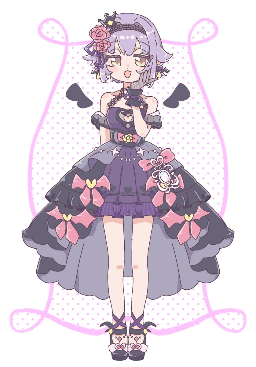 koshimizu sachiko 1girl solo dress short hair purple hair gloves flower  illustration images