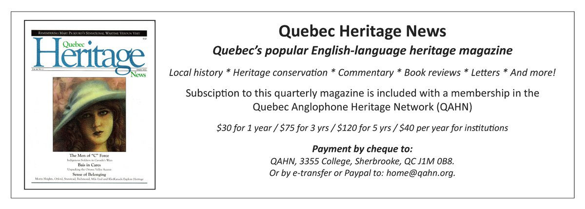Quebec Anglophone Heritage Network (QAHN) (@qahn2) on Twitter photo A subscription to the popular quarterly magazine Quebec Heritage News is included with a membership in <a href="/QAHN2/">Quebec Anglophone Heritage Network (QAHN)</a>. Join today!
qahn.org/join-qahn A subscription to the popular quarterly magazine Quebec Heritage News is included with a membership in <a href="/QAHN2/">Quebec Anglophone Heritage Network (QAHN)</a>. Join today!
qahn.org/join-qahn