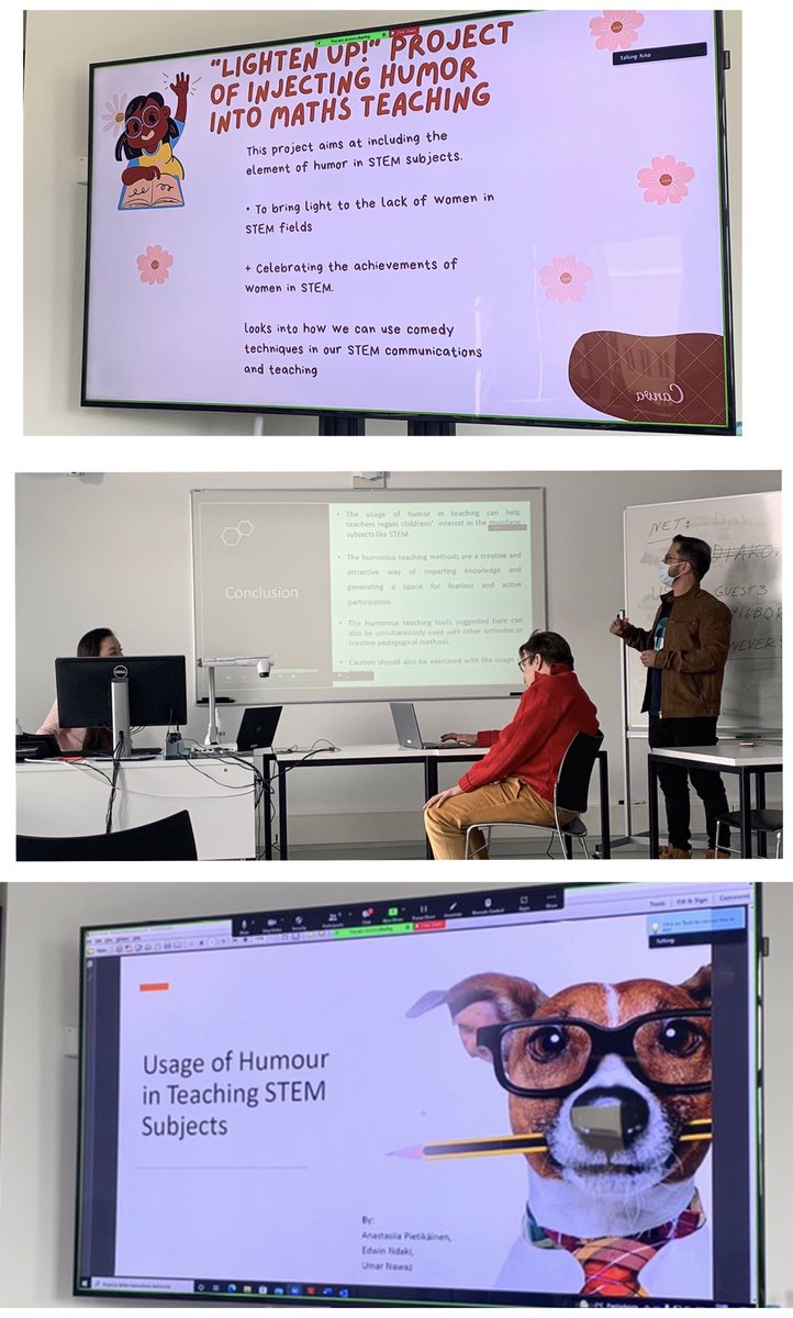 CodingDeptSTJ's tweet photo. Great day at our iSTEM TPM in Helsinki ✈️ Continuing our discussions on how to best implement the arts into STEM #ArtsInSTEM #HumourInScience #WhyIs6AfraidOf7  🎭 🧪🧬📱@stjosephsrush @D_Dunne15 @AccessTCD https://t.co/bnPV5sgOVA https://t.co/Ax6b53ChIS