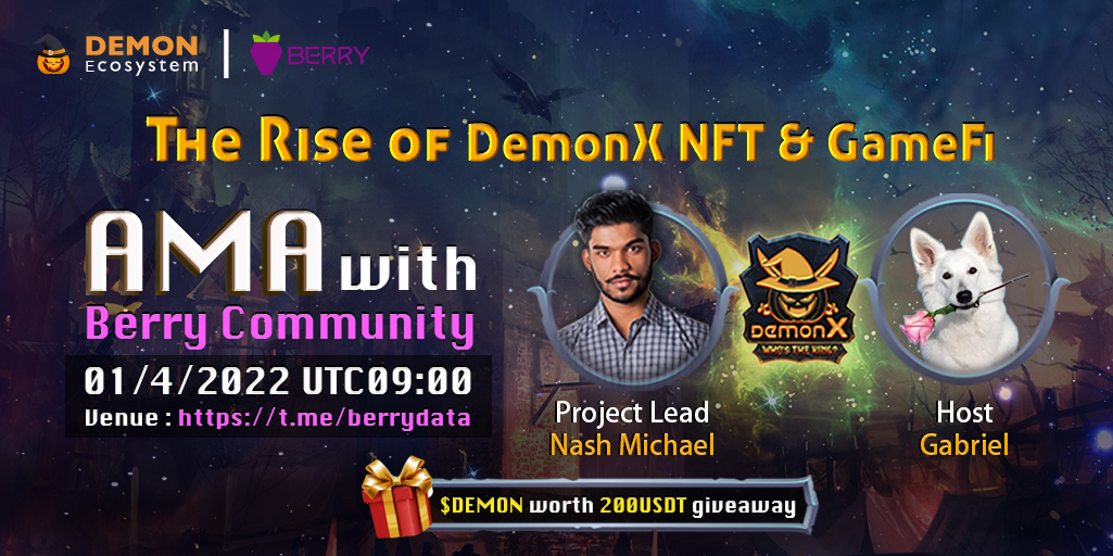 0xWelder's tweet photo. @DemonEcosystem #AMA, hosted by @berry_data 

📌Title: The Rise of DemonX NFT &amp; GameFi 📌
🏠Venue: https://t.co/A51Je6JG3Y 🏠
⏰Time  : 1 APRIL 2022 UTC 09:00 ⏰
🎖️Reward: $DEMON worth 200USDT Giveaway🎖️

To celebrate AMA there are #Airdrop for all the #Demions 🎁 https://t.co/H8zhsQQodr